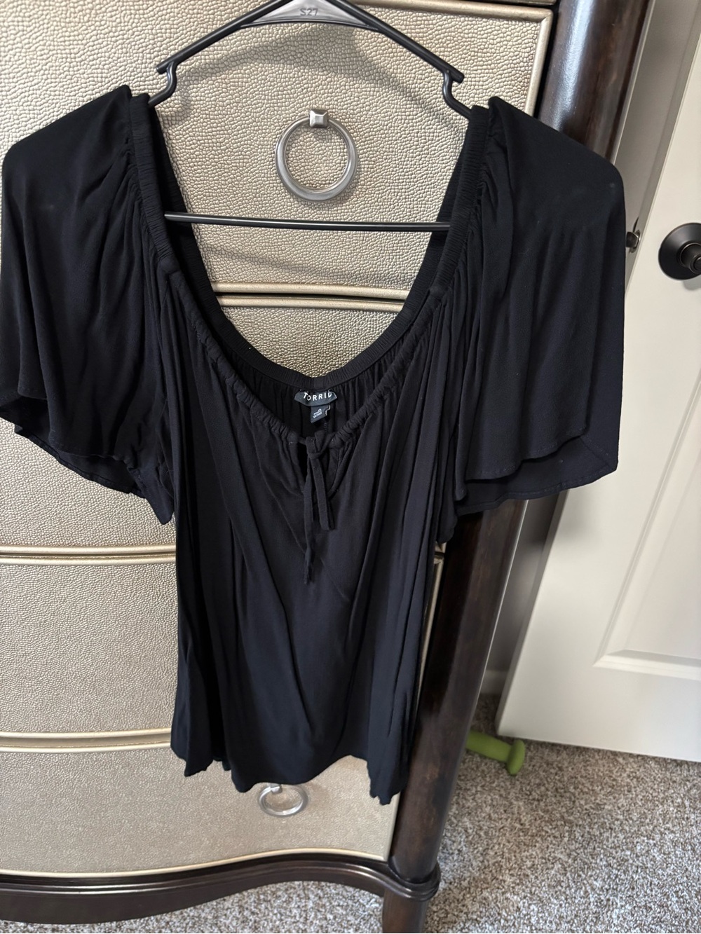 torrid Black Flutter Sleeve Peasant Top